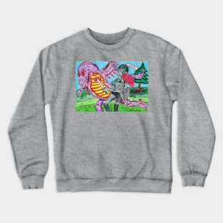 Woman Knight Slays the Dragon Crewneck Sweatshirt